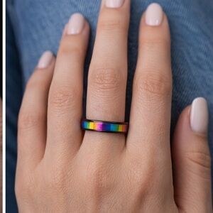 Brand New!! Titanium steel band with rainbow enamel